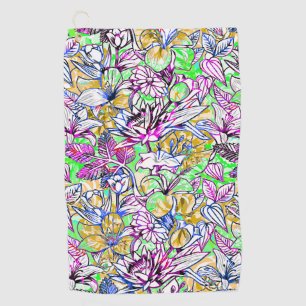 Serviette De Golf Marque de bagage de fleurs abstraites joliment col