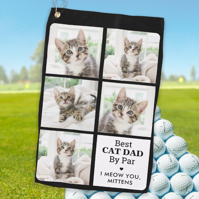 Serviette De Golf Meilleur CAT DAD Par Par - Personnalisé 5 Photo Co (Créateur téléchargé)