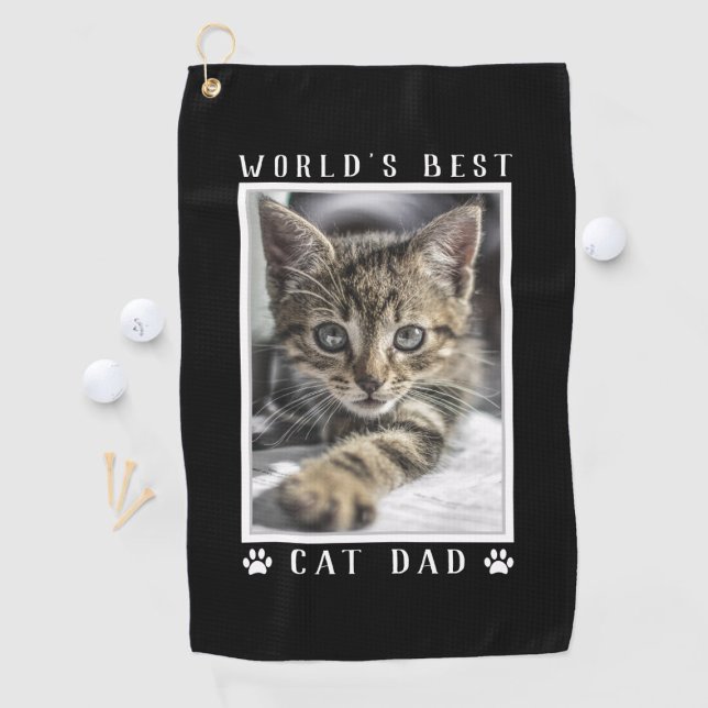 Serviette De Golf Meilleur Chat Papa Empreintes de pattes Pet Photo  (Créateur téléchargé)
