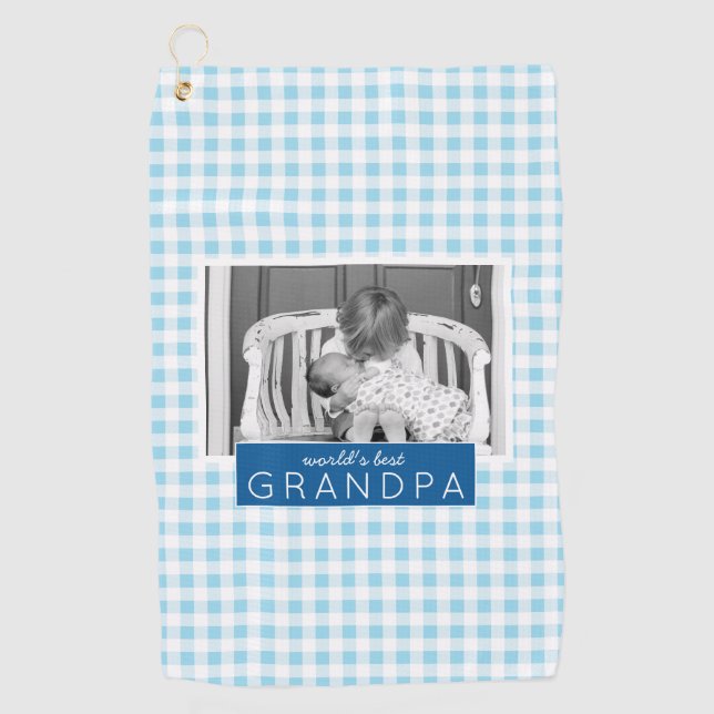 Serviette De Golf Meilleur grand-père au monde en photo personnalisé (Devant)