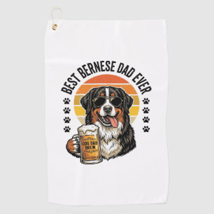 Serviette De Golf Meilleur Papa Bernois Vintage T-Shirt Bière Chien 