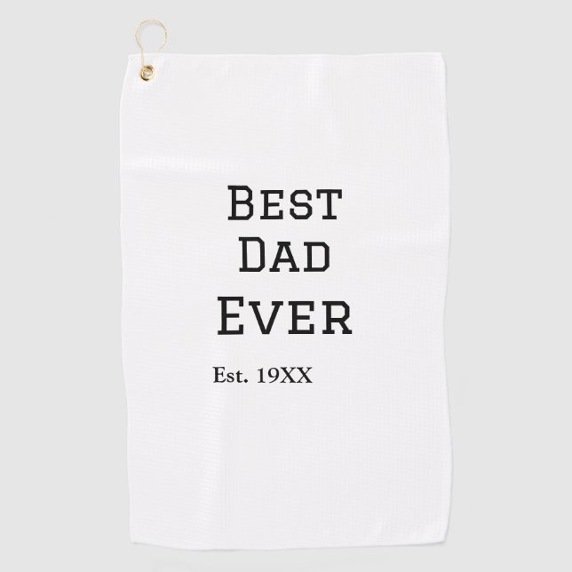 Serviette De Golf Meilleur papa jamais. Ajouter année nom de date pè (Devant)