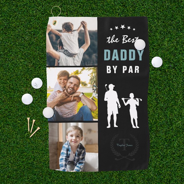Serviette De Golf Meilleur Papa Par | Collage Photo Monogramme (Créateur téléchargé)
