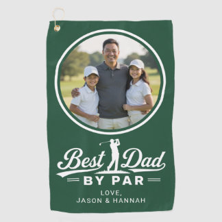 Serviette De Golf Meilleur Papa Par Golfeur Père Photo Moderne Vert