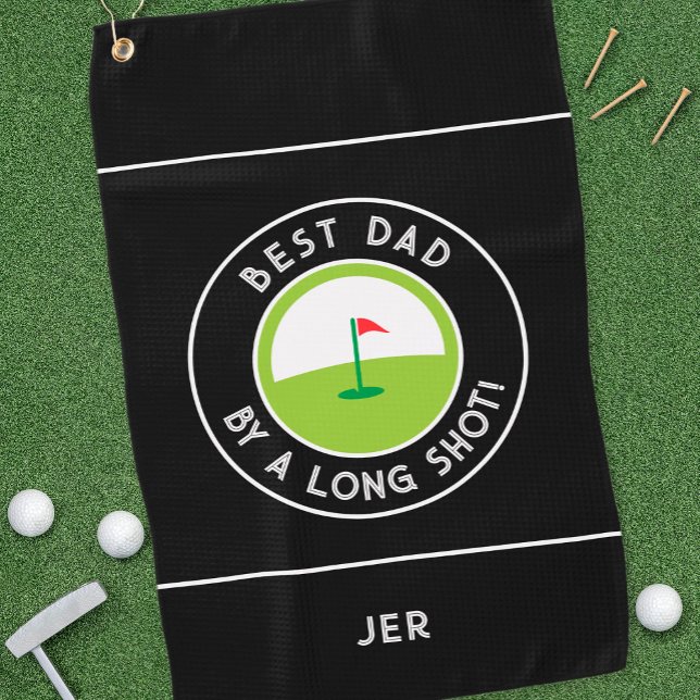Serviette De Golf Meilleur Papa Par Long Shot Fun Golfer Modern Blac (Créateur téléchargé)