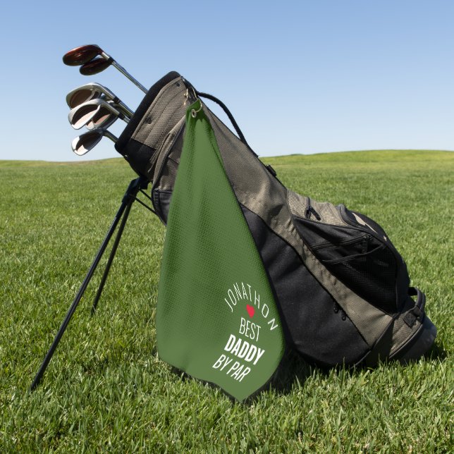 Serviette De Golf Meilleur Papa Par Nom Heart Green (Vert)