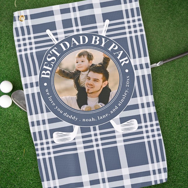 Serviette De Golf Meilleur Papa Par Par Buffalo Plaid Fête des pères (Créateur téléchargé)