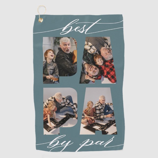 Serviette De Golf Meilleur Papa Par Par Photo Collage (Devant)