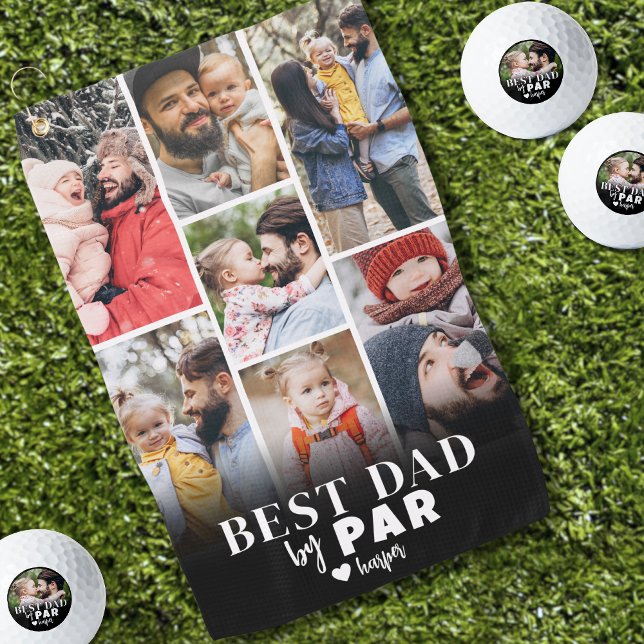 Serviette De Golf Meilleur Papa Par Par Photo Collage (Best Dad By Par Photo Collage Golf Towel)