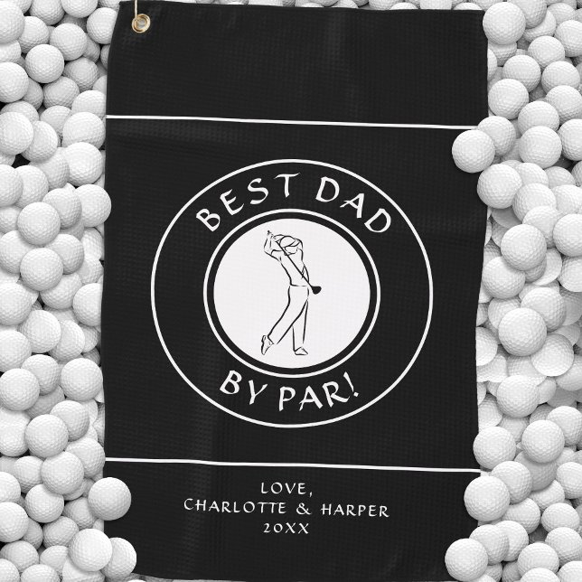 Serviette De Golf Meilleur papa par rapport | Golfer Humour Golf Bla (Best Dad By Par | Golfer Humor Golf Black Custom Golf Towel)