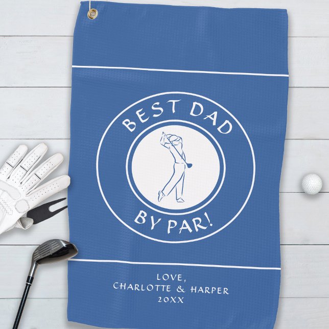 Serviette De Golf Meilleur papa par rapport | Golfer Humour Golf Blu (Best Dad By Par | Golfer Humor Golf BlueCustom Golf Towel)
