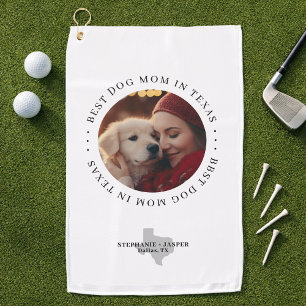 Serviette De Golf Meilleure Maman de Chien au Texas Photo Personnali