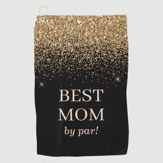 Serviette De Golf Meilleure Maman Parties scintillant d'or Pro Fête  (Devant)
