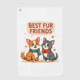 Serviette De Golf Meilleurs amis en pelage vintage mignon chat et ch