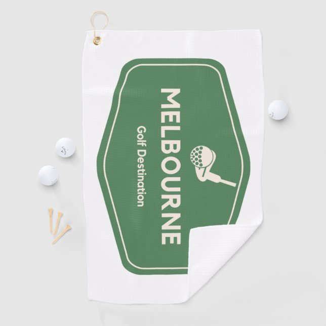 Serviette De Golf Melbourne Australie - Golf Course Destination Logo (En situation)
