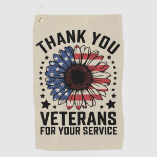 Serviette De Golf Merci aux vétérans Sunflower Military Veterans Day
