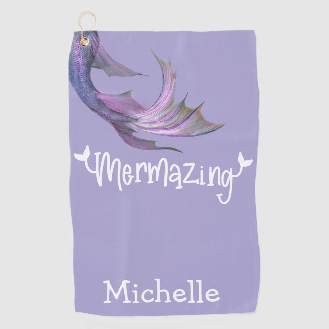 Serviette De Golf Mermazing Mermaid Tail Purple Personnalisé (Devant)