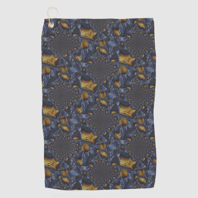 Serviette De Golf Métal Moulé or et argent bleu (Devant)