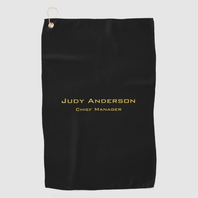 Serviette De Golf Metallic Gold & Black Professional Modern Elegant (Devant)