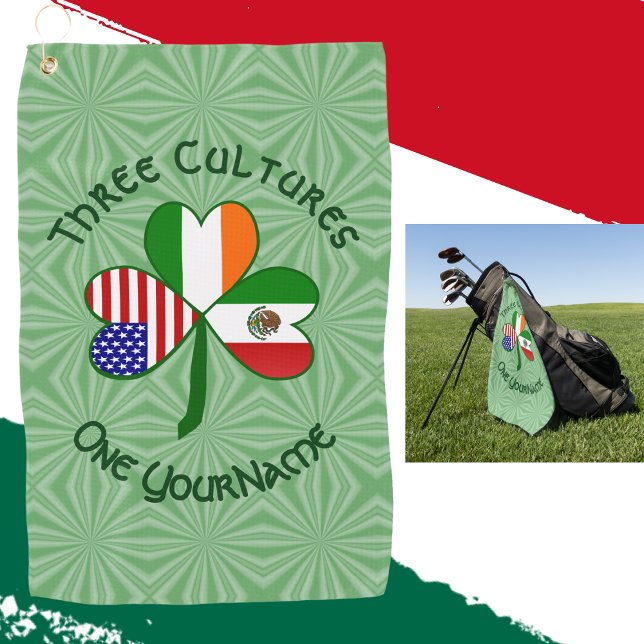 Serviette De Golf Mexique irlandais drapeaux américains Shamrock per (Créateur téléchargé)