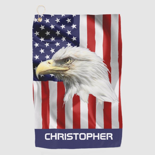 Serviette De Golf Mignon Aigle, Drapeau Américain, Patriotique (Devant)