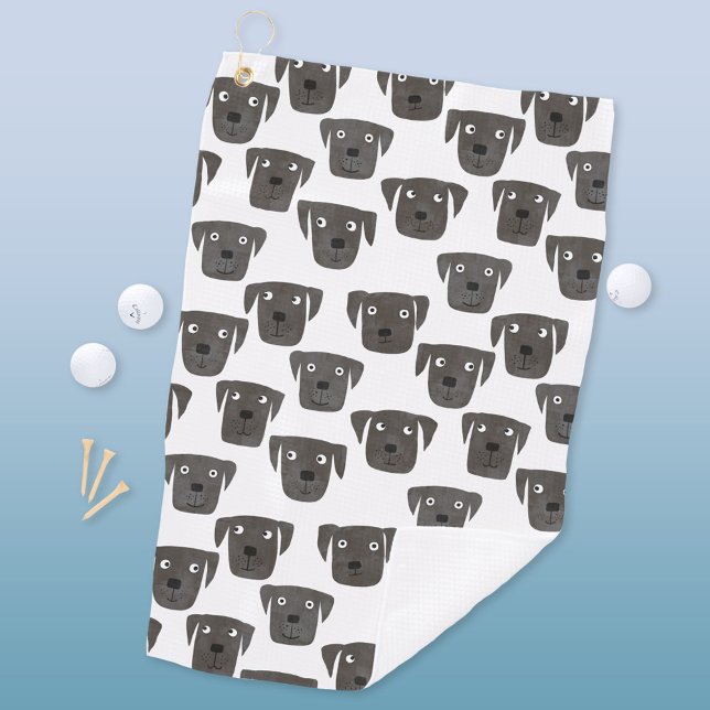 Serviette De Golf Mignonne Black Labrador Retriever Chien (Black Labrador Retriever dog fun watercolor golf towel)