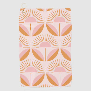 Serviette De Golf Mignonne, orange, pêche, rétro, motif floral, vint