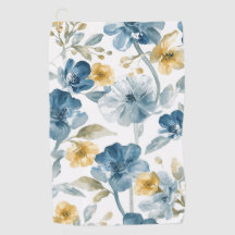 Modèle botanique de fleurs de jardin bleu jaune