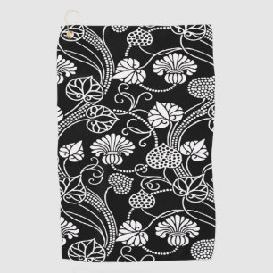 Serviette De Golf Modèle floral antique noir sur blanc