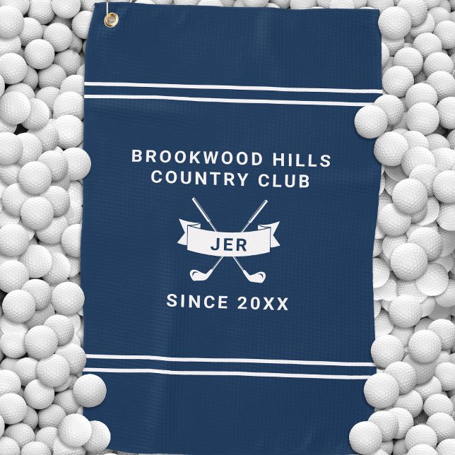 Serviette De Golf Modern Golfer Monogram Initials Golf Clubs Blue (Modern Golfer Monogram Initials Golf Clubs Blue Golf Towel)
