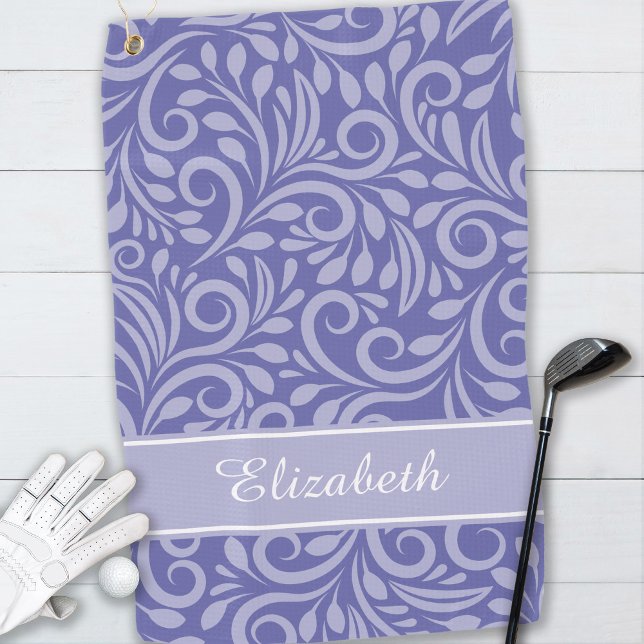 Serviette De Golf Modern Golfer Nom Cute Periwinkle Motif bleu (Créateur téléchargé)