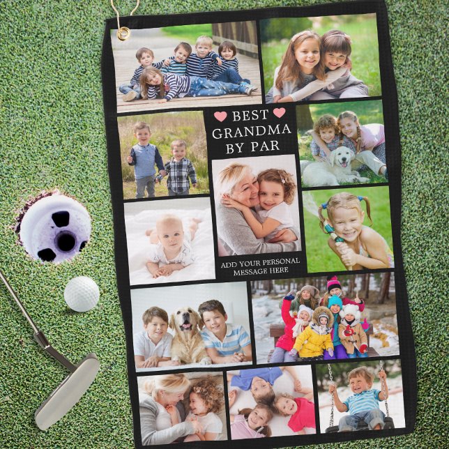 Serviette De Golf Moderne BEST GRANDMA PAR PAR 12 Photo Collage pers (Créateur téléchargé)