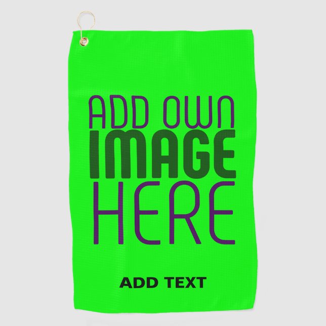 SERVIETTE DE GOLF MODERNE ÉDITABLE NEON GREEN IMAGE MODÈLE TEXTE (Devant)