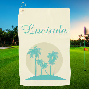 Serviette De Golf Moderne Élégant Girly Monogrammé Tendance Palmier