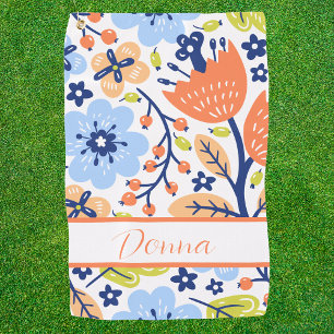 Serviette De Golf Moderne Élégant Monogramme Floral