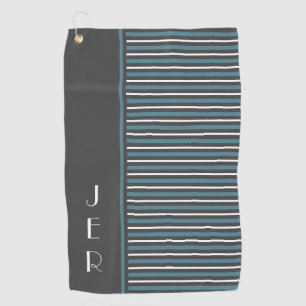 Serviette De Golf Moderne golf monogrammé rayures grises et turquois