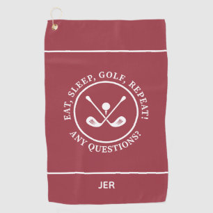 Serviette De Golf Moderne Golfsports Pro Équipement Monogramme Rouge