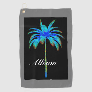 Serviette De Golf Moderne Tropical Turquoise Palm Tree Personnalisé