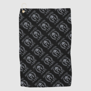 Serviette De Golf Molon Labe Grunge Casque guerrier spartiate sur un