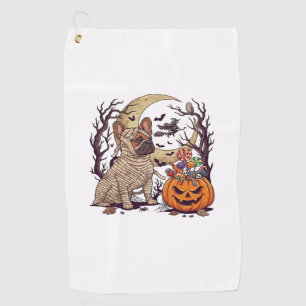 Serviette De Golf Momie d'Halloween Bouledogue Français Citrouille B