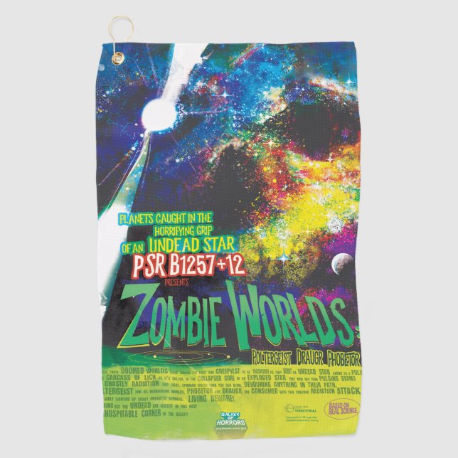 Serviette De Golf Mondes Zombie Galaxie d'Halloween (Devant)