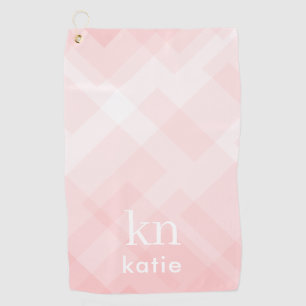 Serviette De Golf Monogram Ladies Pastel Rose Plat Nom personnalisé