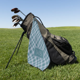 Serviette de golf Monogram Motif Cyan poli