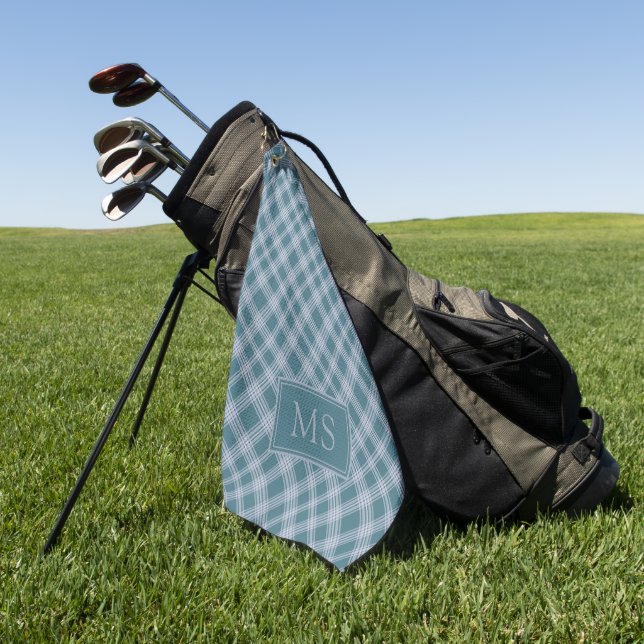 Serviette de golf Monogram Motif Cyan poli (Vert)