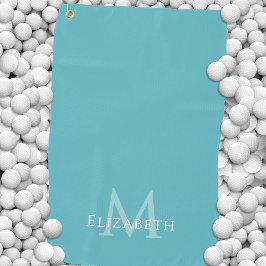 Serviette De Golf Monogram Name Initial Elegant Teal Green Custom