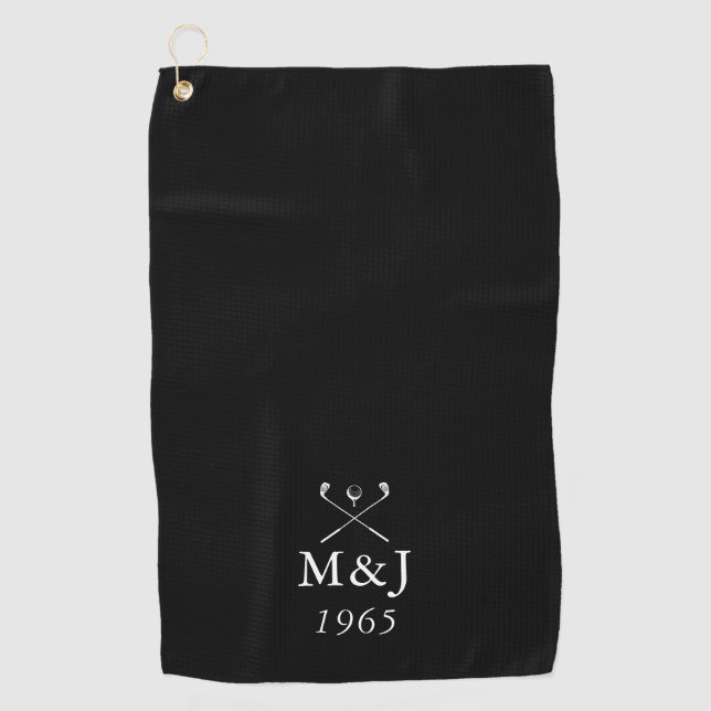 Serviette De Golf Monogram Wedding Anniversary Date (Devant)