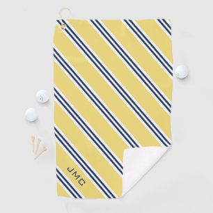 Serviette De Golf Monogramme 3 lettres Grandes jaunes et bleues