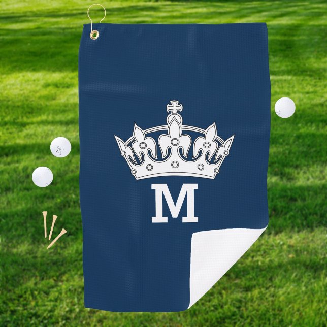 Serviette De Golf Monogramme à couronne blanche personnalisé (Créateur téléchargé)