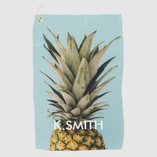 Serviette De Golf Monogramme Ananas tropical moderne