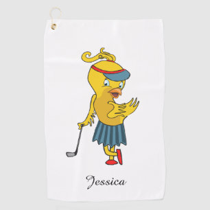 Serviette De Golf Monogramme blanc de la petite Birdie